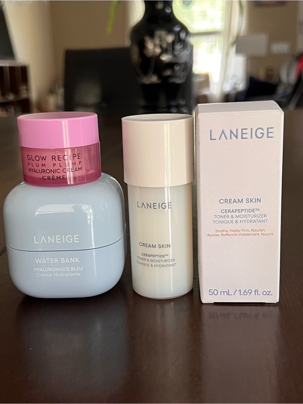 Laneige water bank cream toner and glow recipe hyaluronic plum moisturizer set